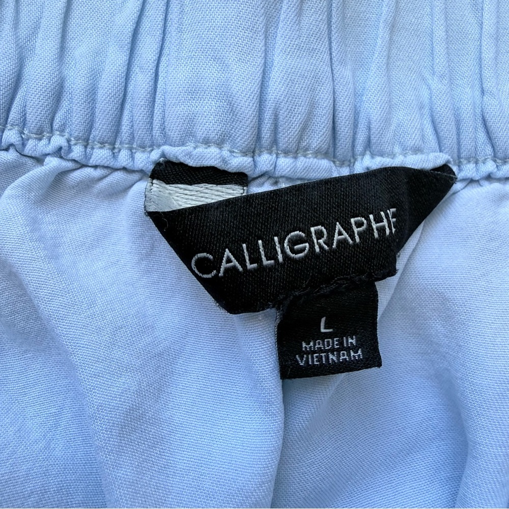 Anthropologie Calligraphie Lyocell Lace Trim Culottes Wide Leg Crop Pants L - Picture 5 of 9